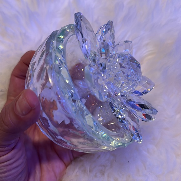 NEW crystal lotus flower keepsake trinket vanity jar container box - Picture 7 of 8